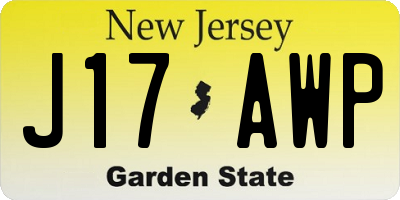 NJ license plate J17AWP
