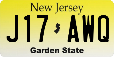 NJ license plate J17AWQ