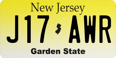 NJ license plate J17AWR