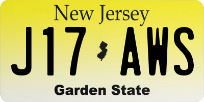 NJ license plate J17AWS