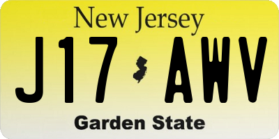 NJ license plate J17AWV