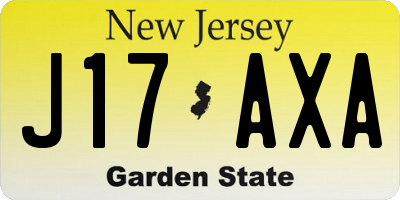 NJ license plate J17AXA