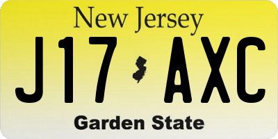 NJ license plate J17AXC