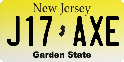 NJ license plate J17AXE