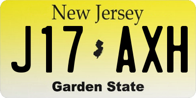 NJ license plate J17AXH