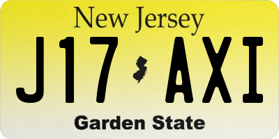 NJ license plate J17AXI
