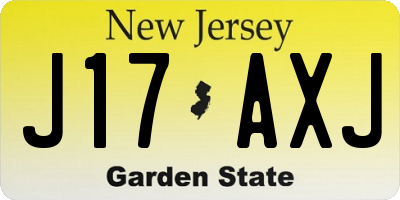 NJ license plate J17AXJ