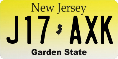 NJ license plate J17AXK