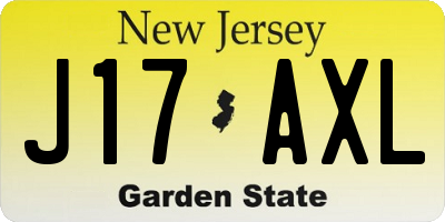 NJ license plate J17AXL