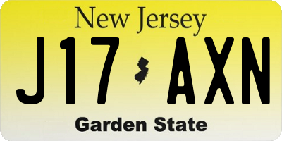 NJ license plate J17AXN