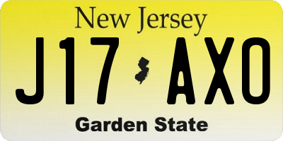 NJ license plate J17AXO
