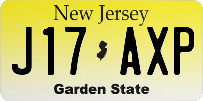 NJ license plate J17AXP