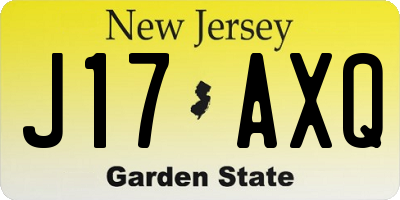 NJ license plate J17AXQ