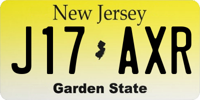 NJ license plate J17AXR