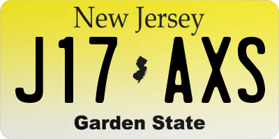 NJ license plate J17AXS