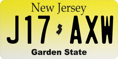 NJ license plate J17AXW