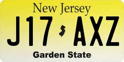 NJ license plate J17AXZ