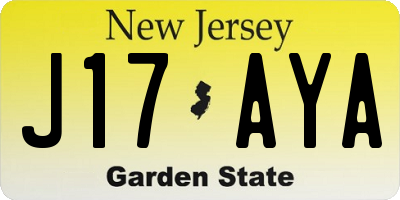 NJ license plate J17AYA