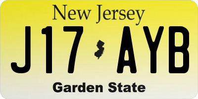 NJ license plate J17AYB