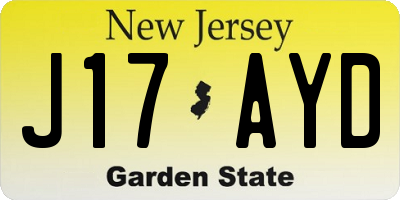 NJ license plate J17AYD