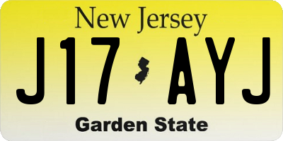 NJ license plate J17AYJ