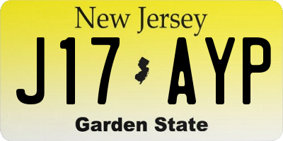 NJ license plate J17AYP