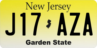 NJ license plate J17AZA