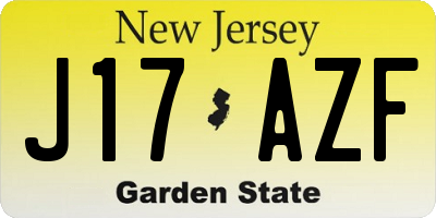 NJ license plate J17AZF