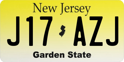 NJ license plate J17AZJ