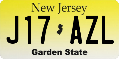 NJ license plate J17AZL