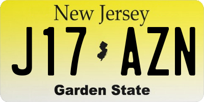 NJ license plate J17AZN