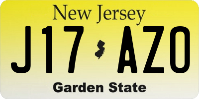 NJ license plate J17AZO