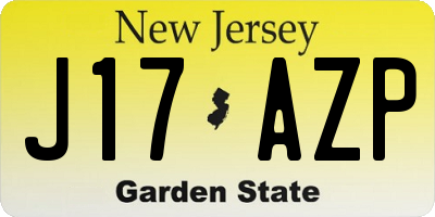 NJ license plate J17AZP