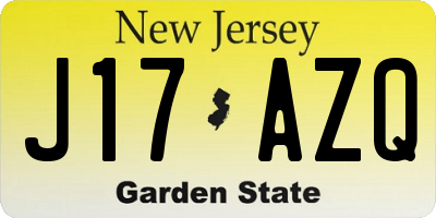 NJ license plate J17AZQ