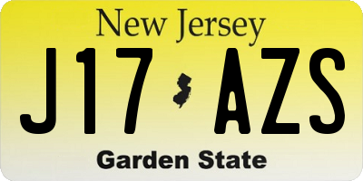 NJ license plate J17AZS