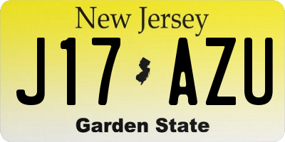 NJ license plate J17AZU