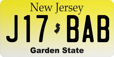 NJ license plate J17BAB