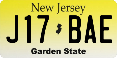 NJ license plate J17BAE