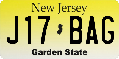NJ license plate J17BAG