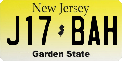 NJ license plate J17BAH