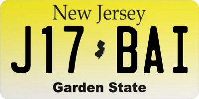 NJ license plate J17BAI
