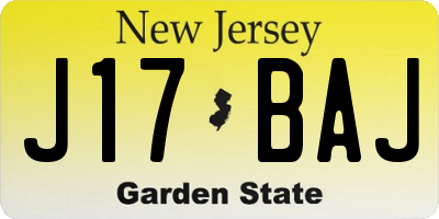 NJ license plate J17BAJ