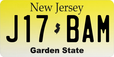 NJ license plate J17BAM