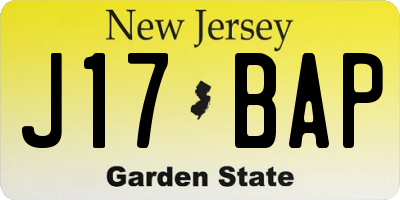 NJ license plate J17BAP