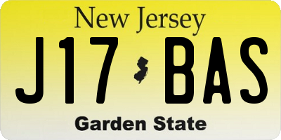 NJ license plate J17BAS