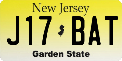 NJ license plate J17BAT