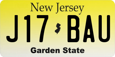 NJ license plate J17BAU