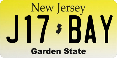 NJ license plate J17BAY