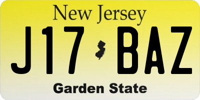 NJ license plate J17BAZ