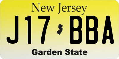 NJ license plate J17BBA